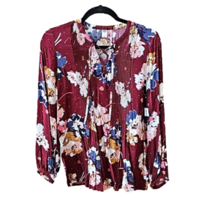 Burgundy floral long sleeve shirt